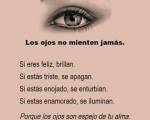 La mirada es el lenguaje del amor de principio y fin.." ..: Se pude fingir todo lo que uno quiera, pero una mirada... siempre lo confesara todo...
Los ojos, no mienten, se notara a través de La mirada es el lenguaje del amor de principio y fin.." ..: Se pude fingir todo lo que uno quiera, pero una mirada... siempre lo confesara todo...
Los ojos, no mienten, se notara a través de