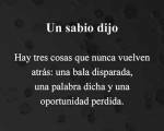 TRES COSAS ..: No estoy de acuerdo. Una bala seguro que no puede cambiar su rumbo... es algo mecánico, sin vida ni imaginación. Pero una palabra no es algo estático sino alg TRES COSAS ..: No estoy de acuerdo. Una bala seguro que no puede cambiar su rumbo... es algo mecánico, sin vida ni imaginación. Pero una palabra no es algo estático sino alg