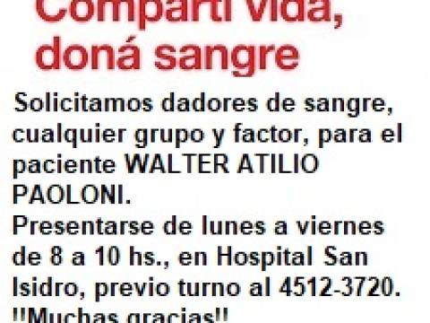 Necesito dadores de sangre.