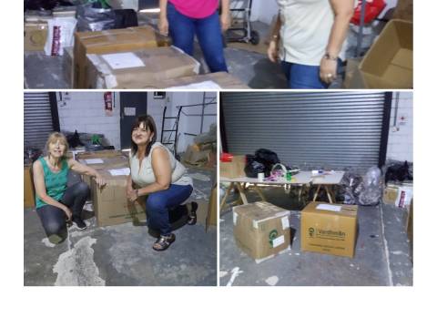 Jornada de clasificación y embalaje de donaciones.