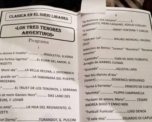 Excelente repertorio, imperdible !!  :Encuentro Grupal TRES TENORES ARGENTINOS EN EL CLUB SIRIO LIBANÉS