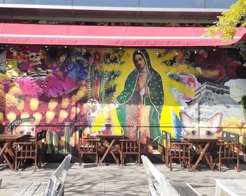 Mural Virgen de Guadalupe en restó Lupita :Encuentro Grupal CAMINATAS SALUDABLES