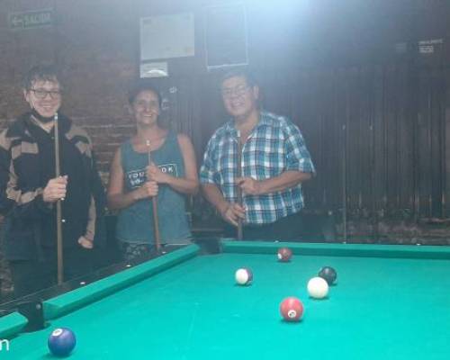 Compartiendo con amigos, Andrés, Fanny y Pedro.  :Encuentro Grupal Pool - Billar