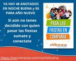 13/12:QUE NADIE PASE LAS FIESTAS SOLO - Encuentro  : Hola, Alicia, pudiste hacer alguna reserva? Aunque sea informal.
Digo esto para poder avanzar, desde mi, humilde, punto de vista los pasos son
a)