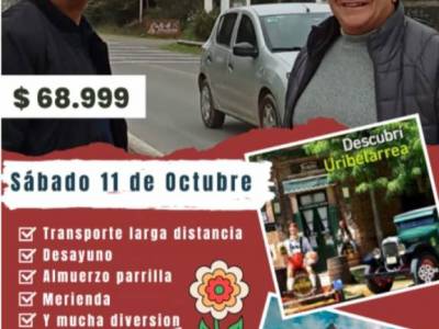 Encuentro : Excursion en URIBELARREA   . SHOW, ALMUERZO, BAILE, DESAYUNO, TRANSPORTE,ALMUERZO Y MERIENDA 