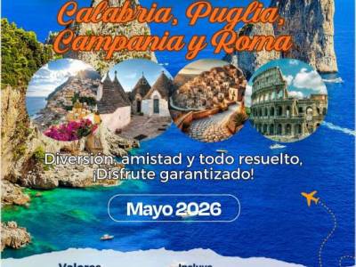 Encuentro : EXPERIENCIA GRUPAL ITALIA 2026 - Calabria, Bari, Sorrento y Roma  