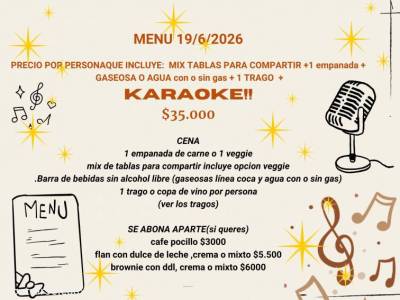 Encuentro : KARAOKE - CENA - TRAGOS - BAILE - PREMIOS!! 